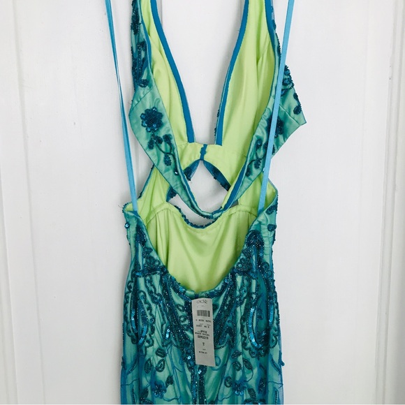 NWT RARE Caché Beaded Formal Mermaid Halter‎ Cut-Out Dress HTF vintage y2k - Picture 5 of 12